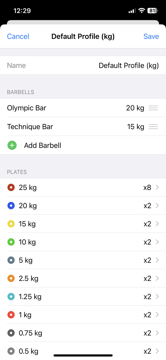 Plate Calculator Profile Editor